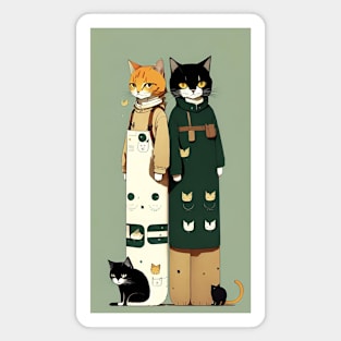 Purr-fectly Styled: Cats in Chic Outfits Magnet